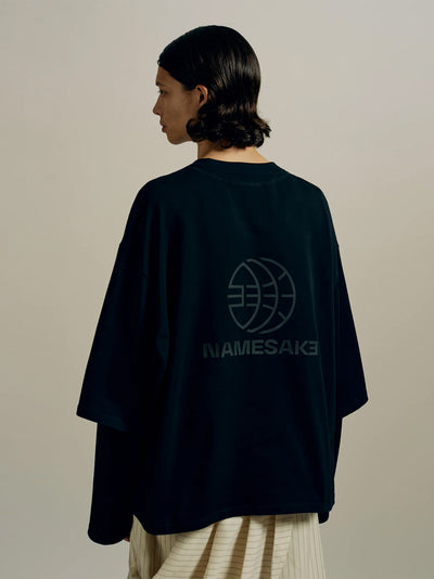 Mayo Oversized Globe Double Sleeve Tee (Euphoric Black)