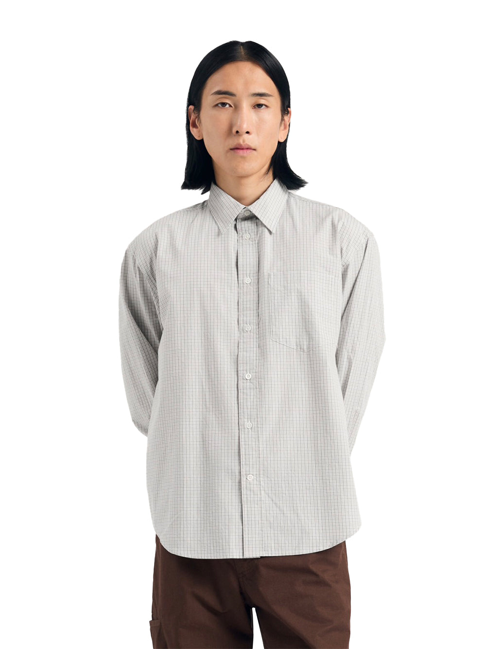 Ole Oversize Poplin Check Shirt (Oatmeal)
