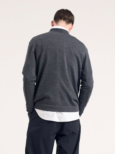 Tech Merino Crepe Crewneck (Charcoal Melange)