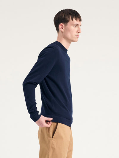 Tech Merino Crepe Crewneck (Dark Navy)