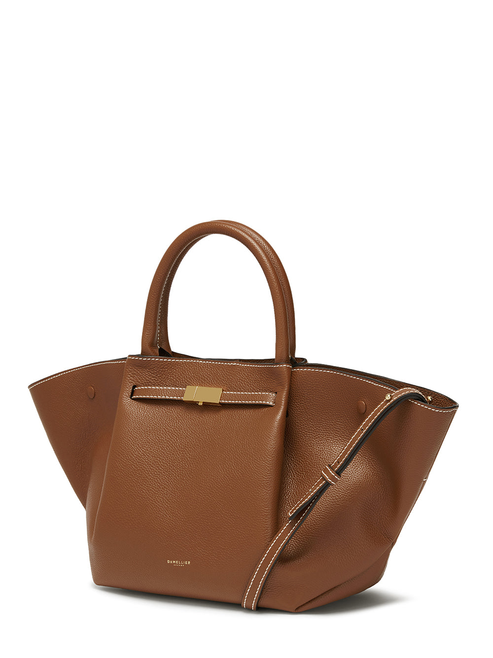 Midi New York Handbag (Tan With Ecru Contrast Stitching)