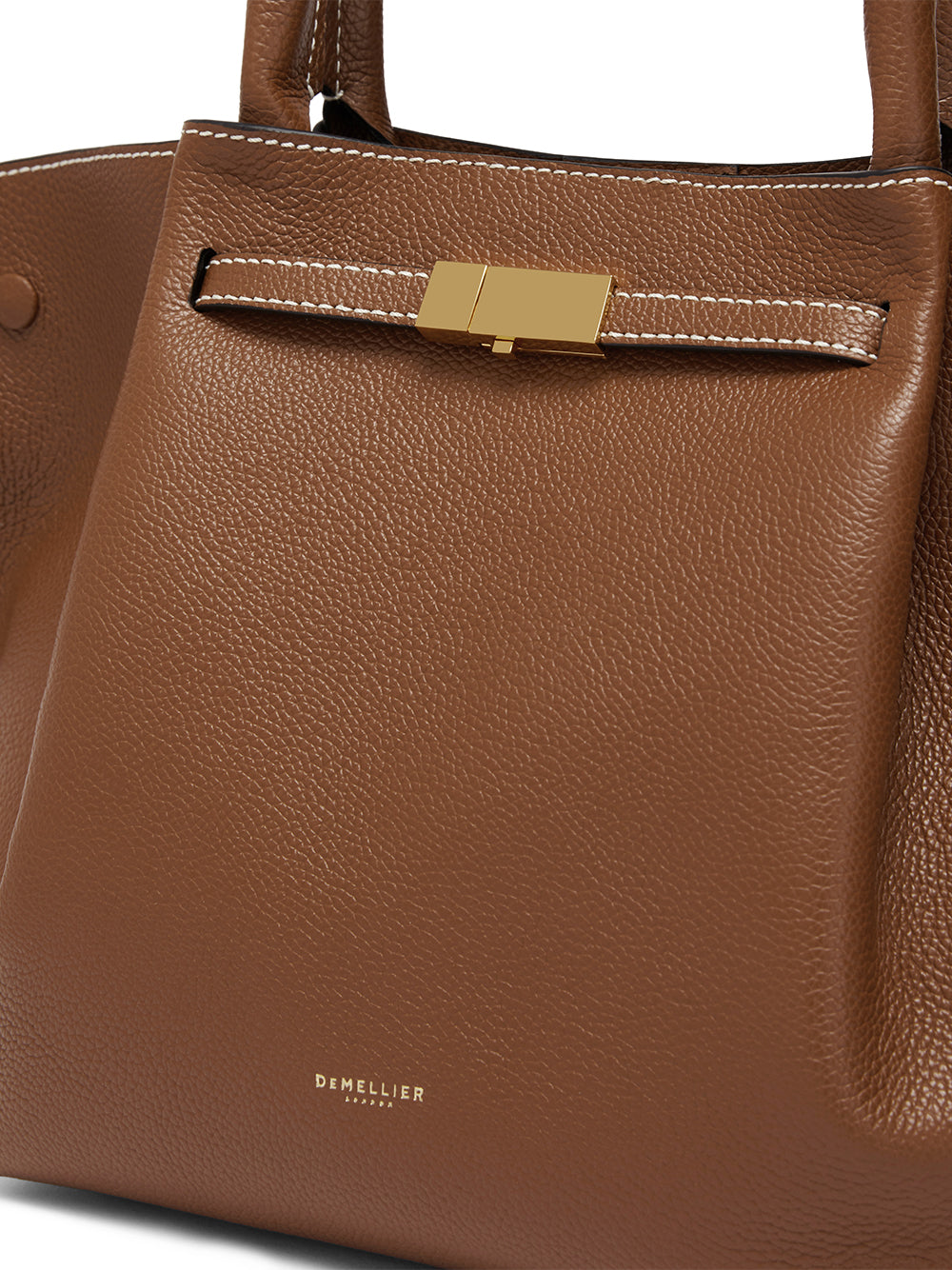 Midi New York Handbag (Tan With Ecru Contrast Stitching)