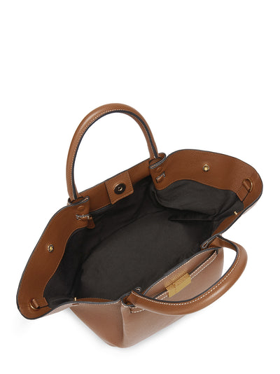 Midi New York Handbag (Tan With Ecru Contrast Stitching)