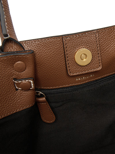 Midi New York Handbag (Tan With Ecru Contrast Stitching)