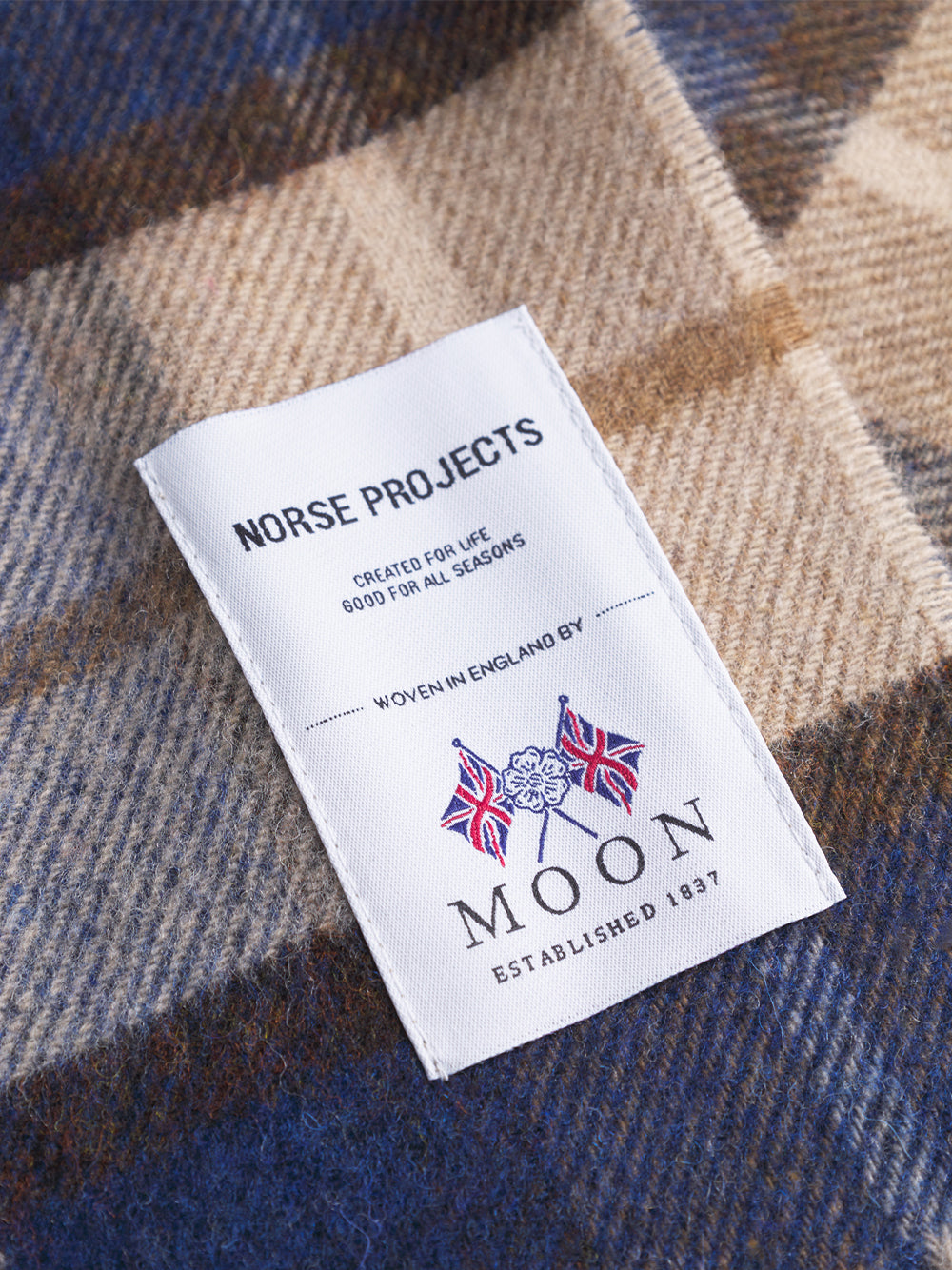 Norse Moon Merino Lambswool Checked Scarf (Estate Blue)