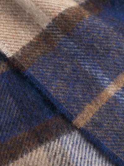 Norse Moon Merino Lambswool Checked Scarf (Estate Blue)
