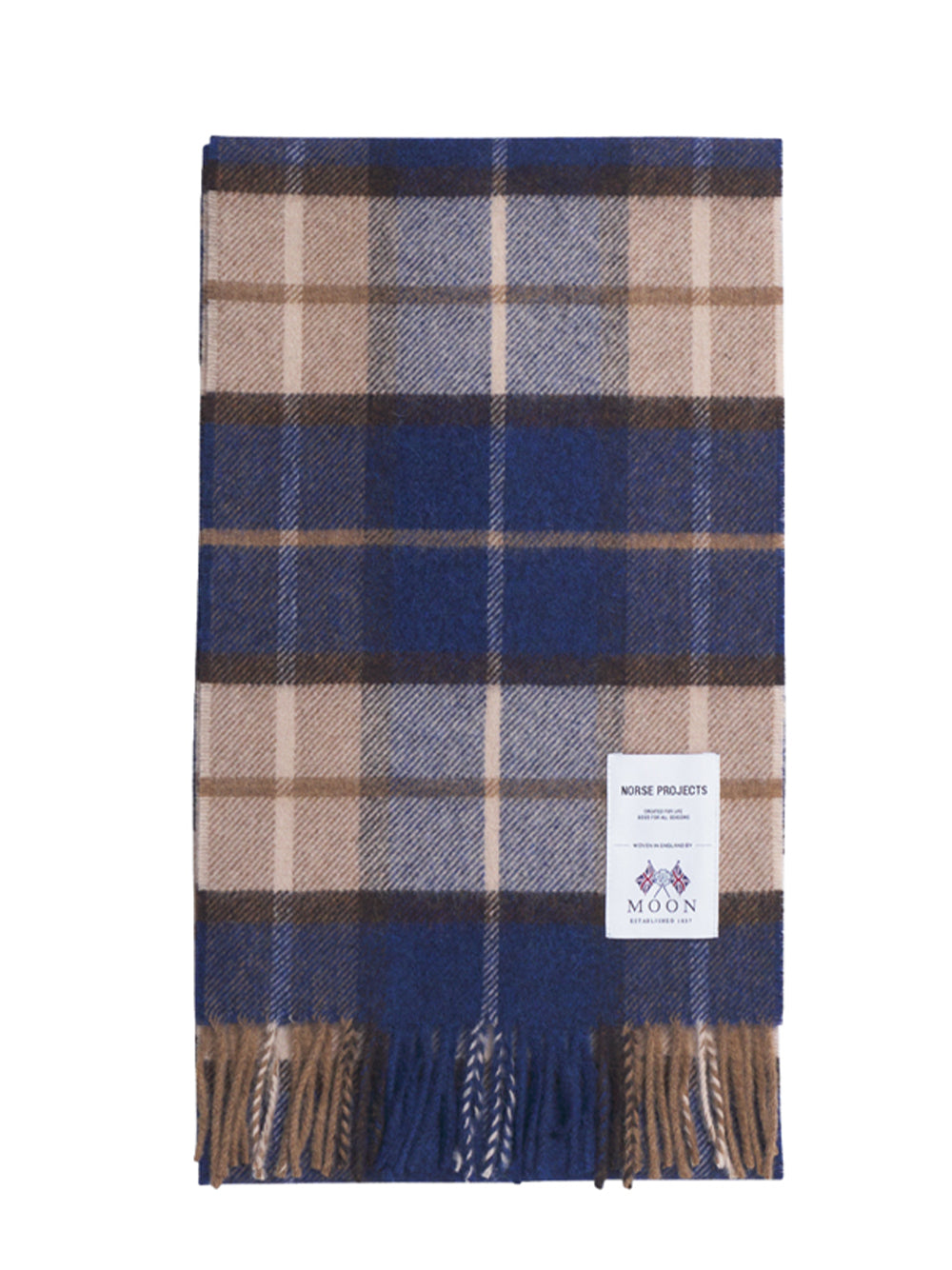 Norse Moon Merino Lambswool Checked Scarf (Estate Blue)