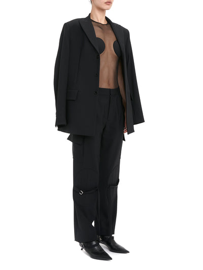 Tailored Blazer With Back Belt Black