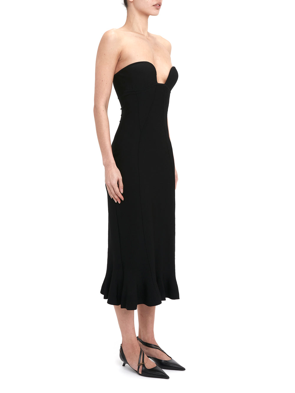 Strapless Knitted Midi Dress Black