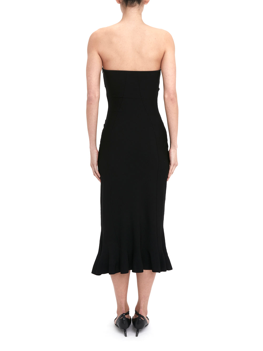 Strapless Knitted Midi Dress Black