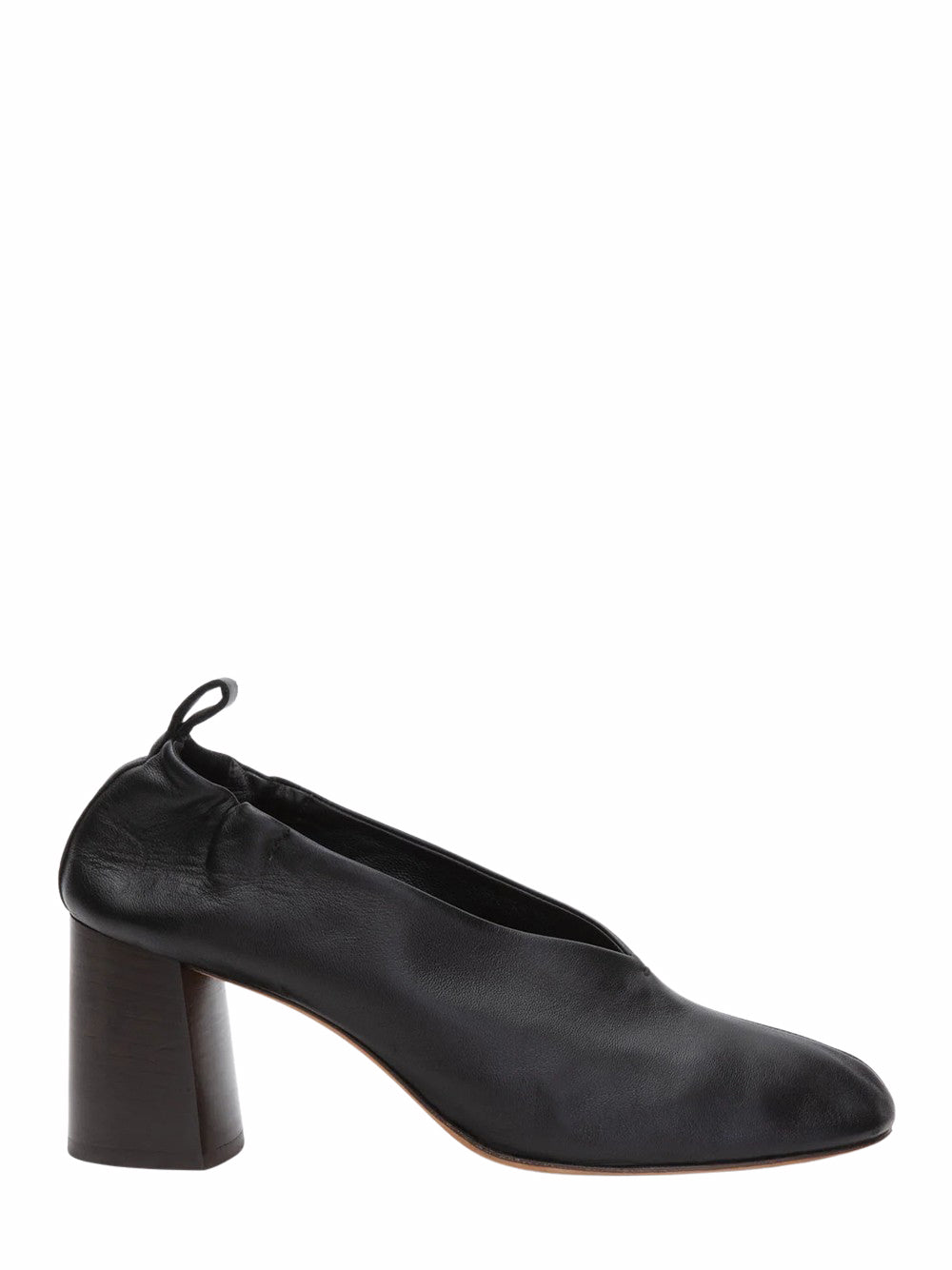 Nadia Ruched Leather Pumps (Black)