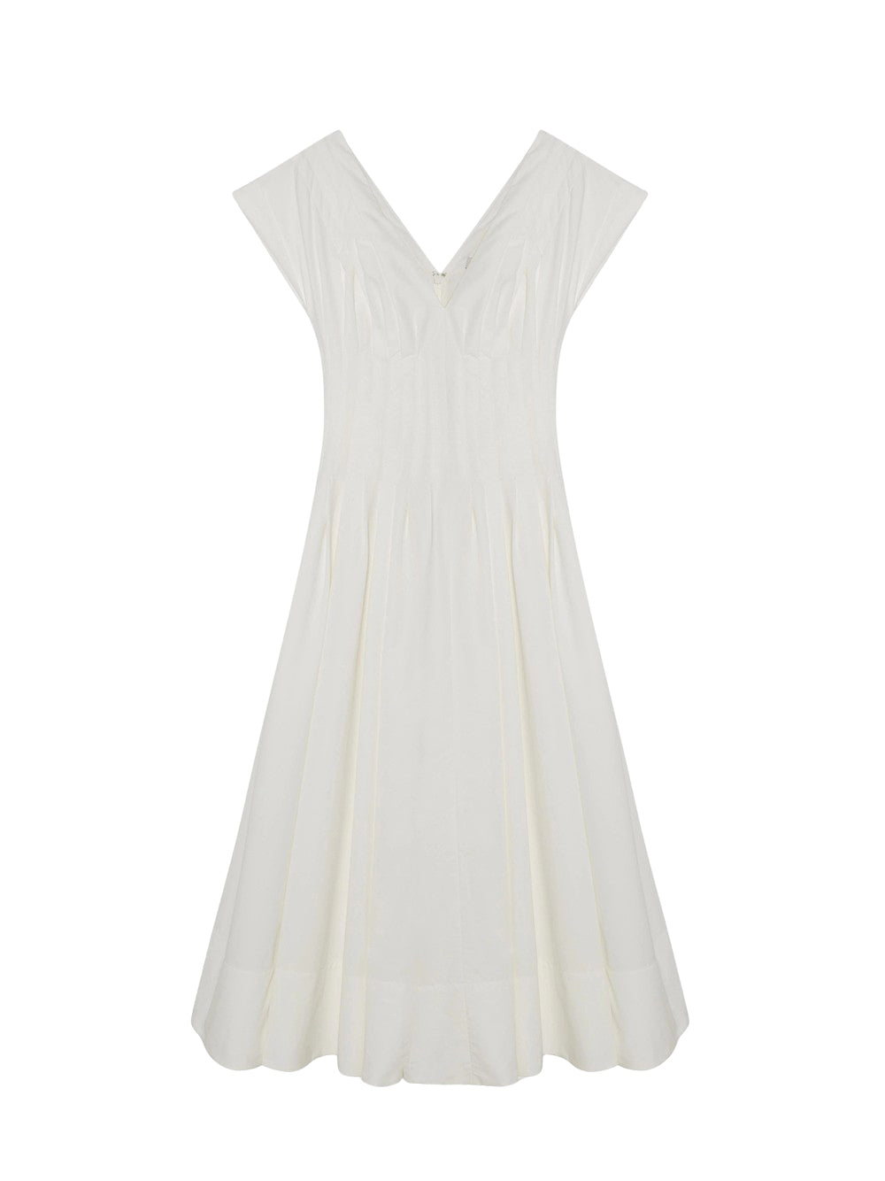 Nina Pleated Midi Dress (White)