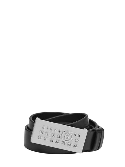 Numeric Signature Leather Belt (Black)