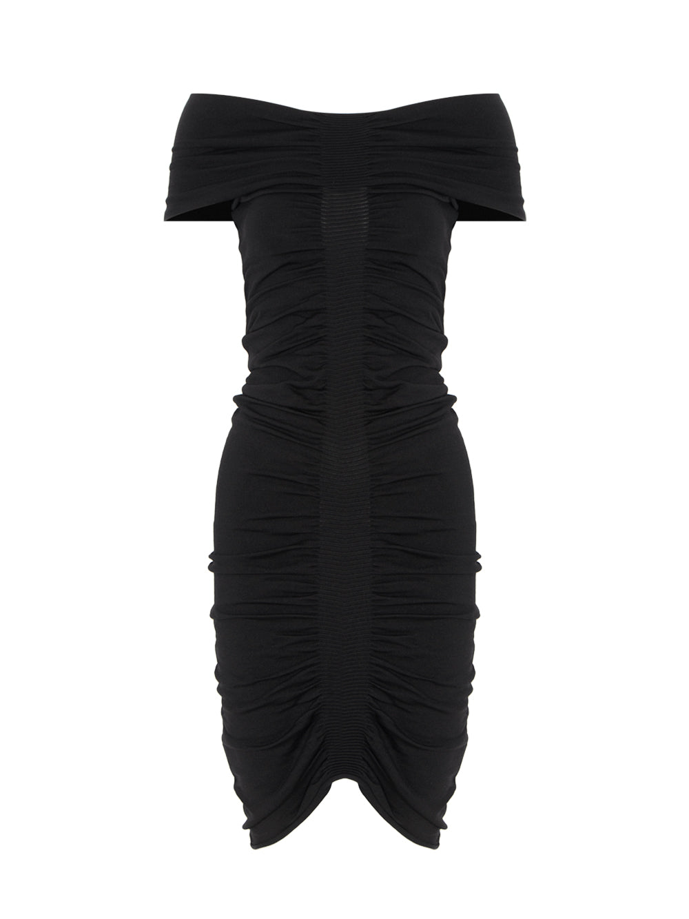 Off-Shoulder Ruched Dress (Black)