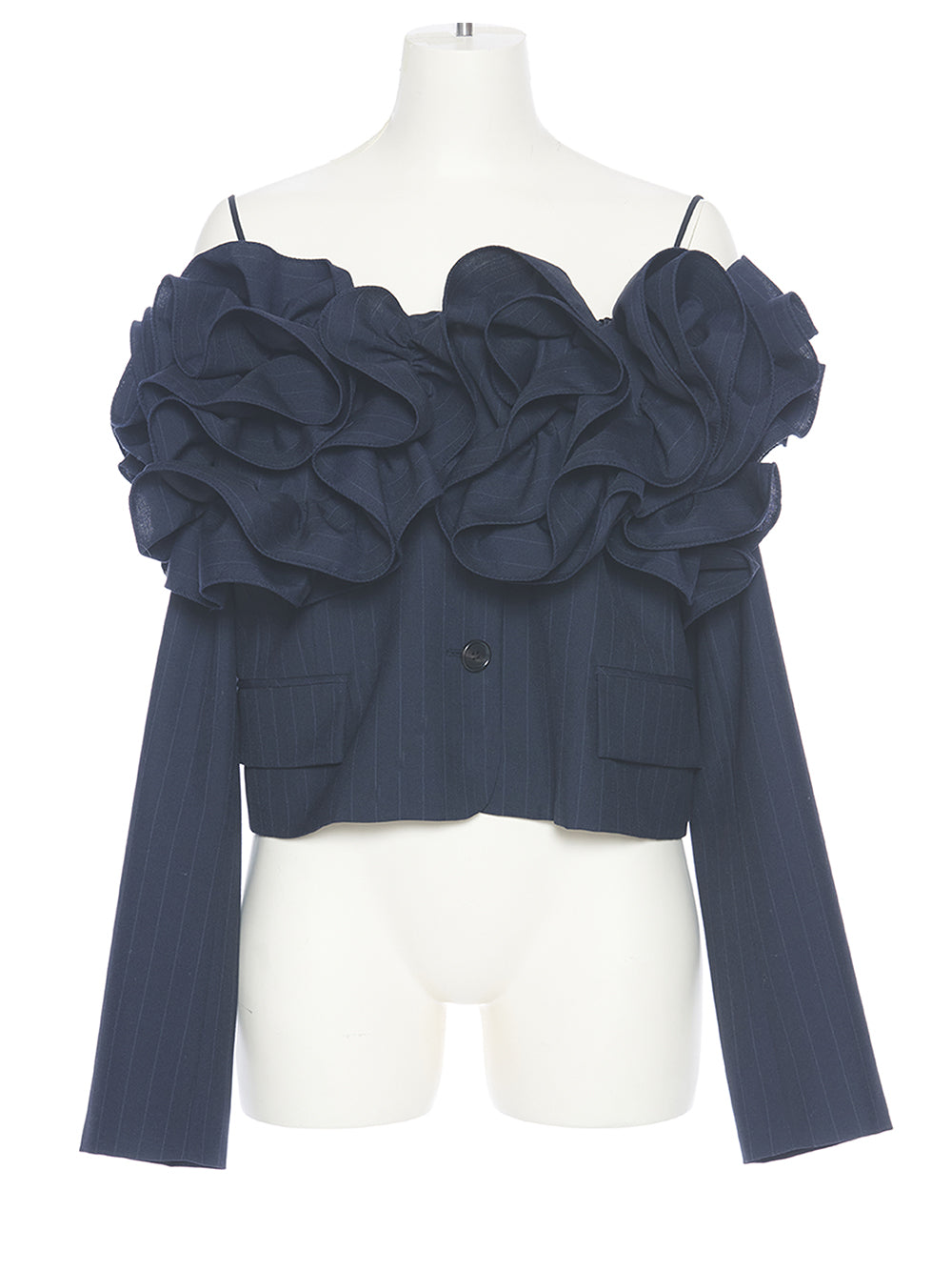 Off the Shoulder Frill Jacket (Navy)