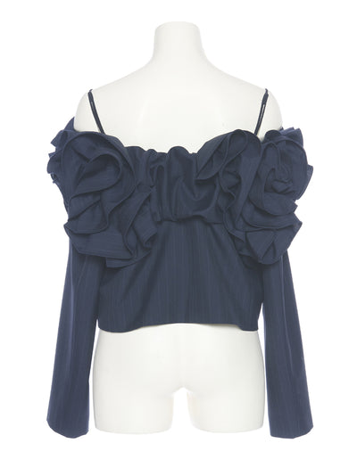 Off the Shoulder Frill Jacket (Navy)