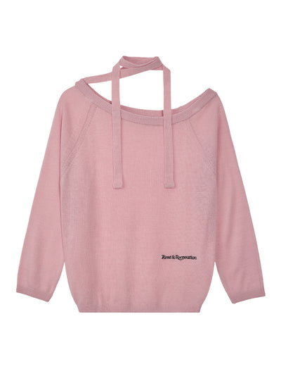 One-Shoulder Knit Top (Pink)