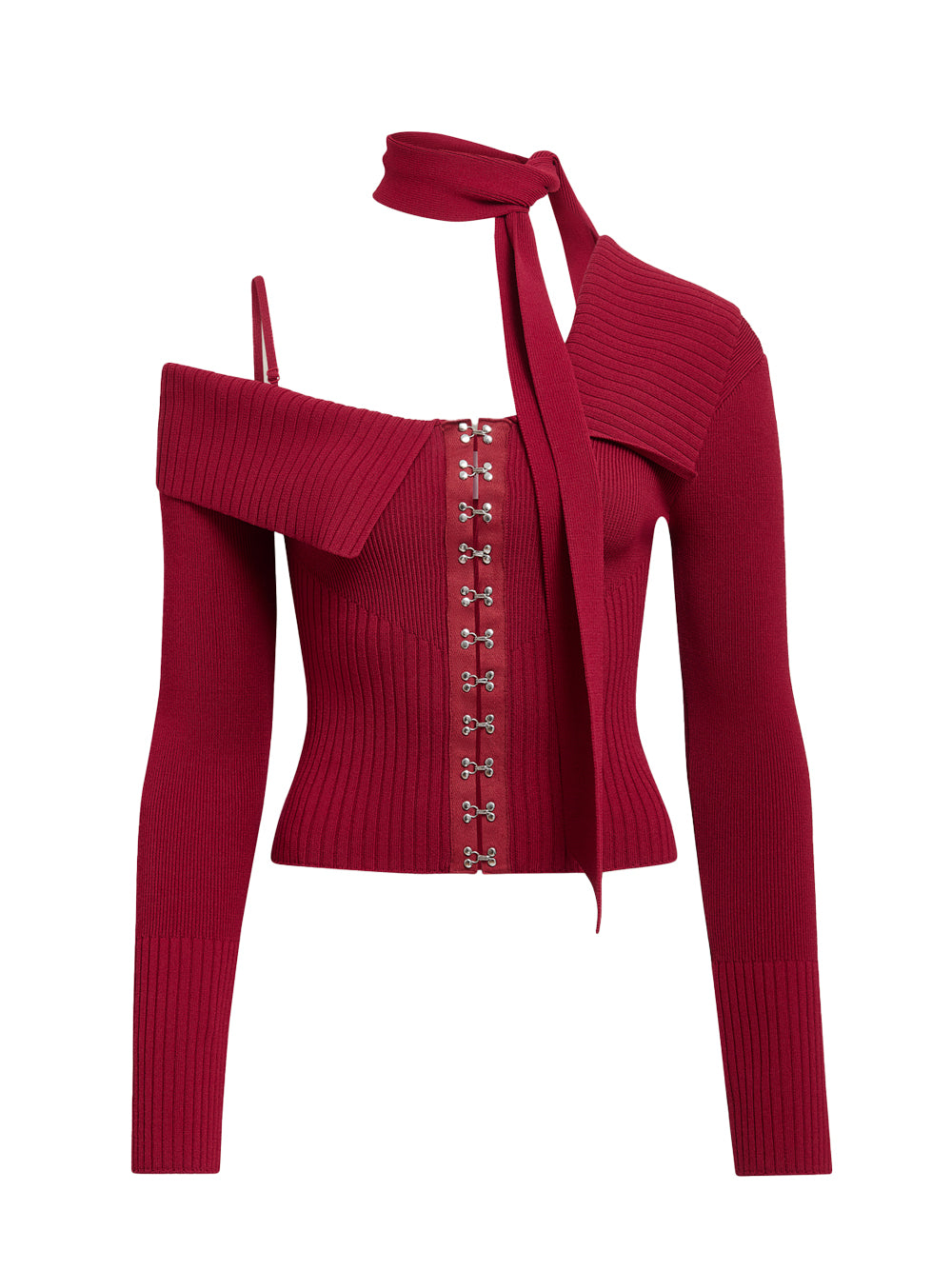 One Love Shoulder Rib Top (Blood Red)