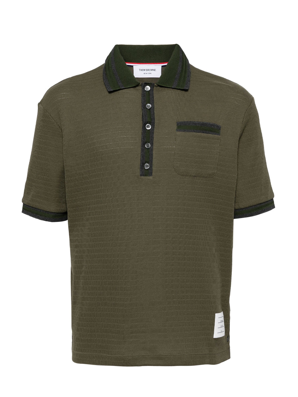 Open-Stitch Cotton Polo Shirt (Dark Green)