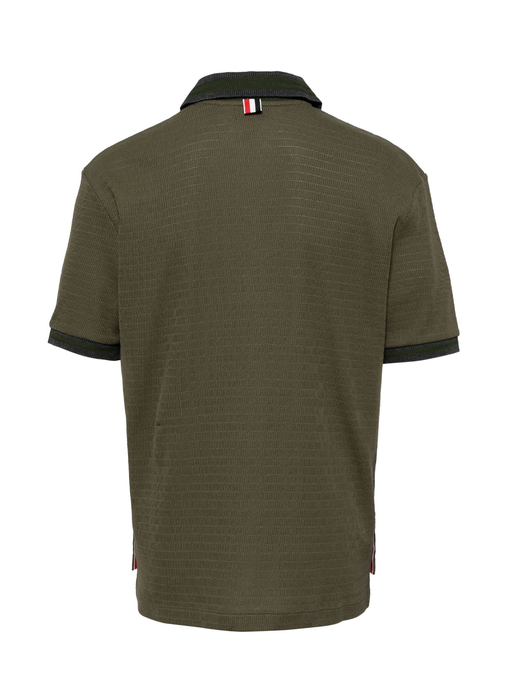 Open-Stitch Cotton Polo Shirt (Dark Green)