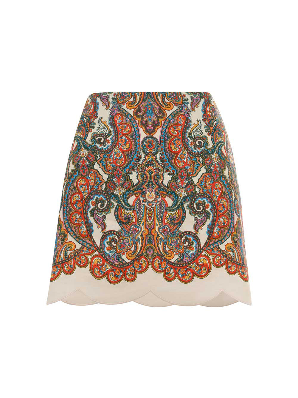 Ottie Scallop Mini Skirt (Multi Paisley)