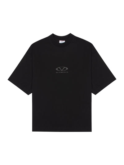 Oval Logo Cropped Boxy T-Shirt (Black/Black)