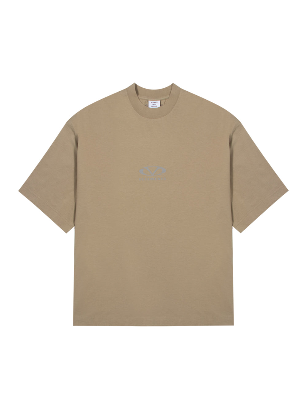 Oval Logo Cropped Boxy T-Shirt (Taupe)