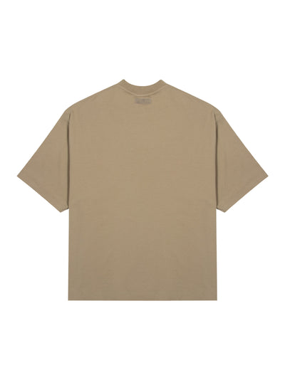 Oval Logo Cropped Boxy T-Shirt (Taupe)