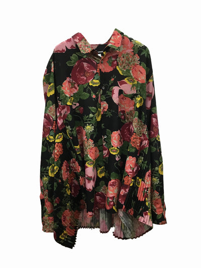 Polyester Wool Flower Pattern Print Black /Pink