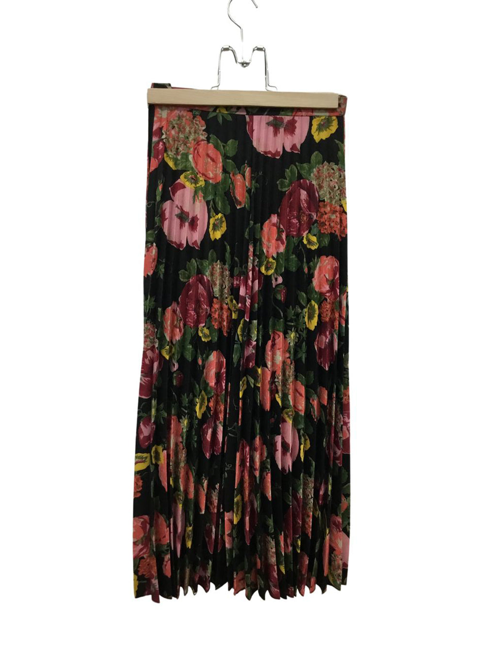 Polyester Wool Flower Pattern Print Black /Pink