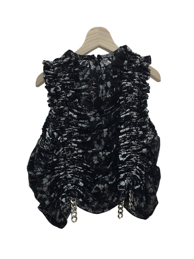 Rayon Nylon Floral Pattern Lace Black