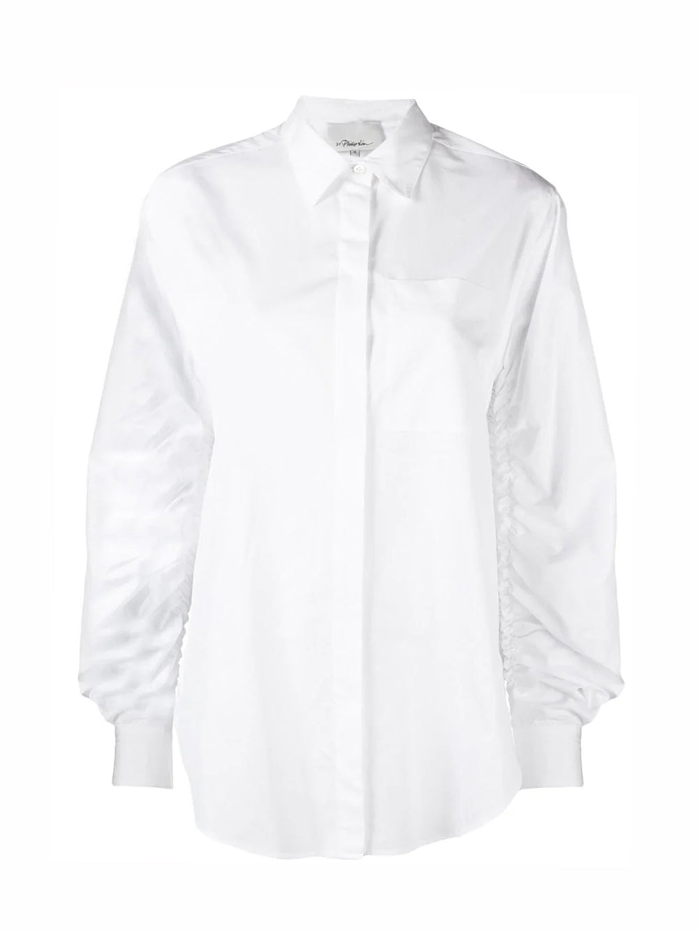 Long Sleeve Shirt with Gathered Sleeve (White)