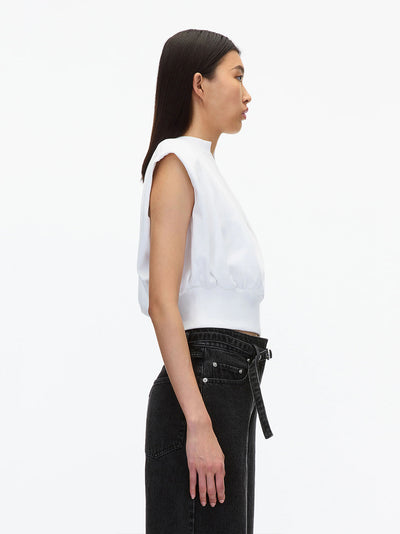 Sleeveless French Terry Top (White)