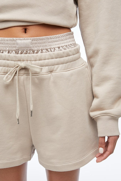 Sweatshort With Satin Boxer Waistband  Concrete