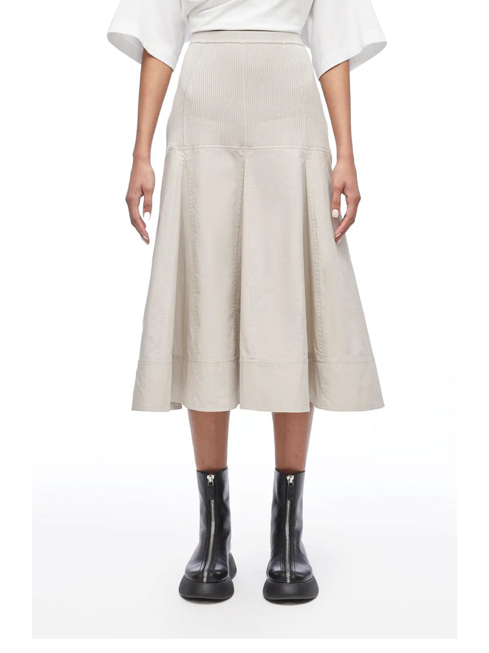 Viscose Knit Poplin Midi Concrete