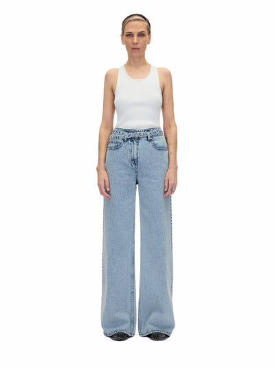 Denim Wide Leg Belted Jean Malibu Blue