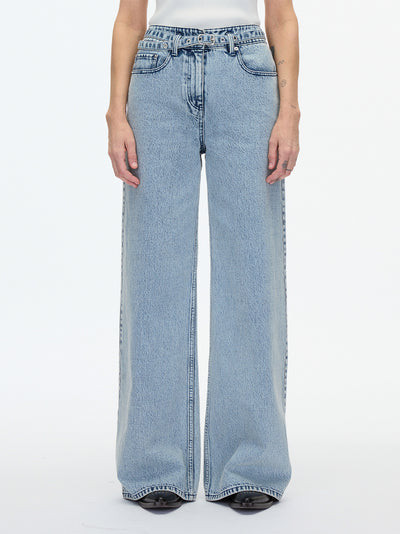 Denim Wide Leg Belted Jean Malibu Blue