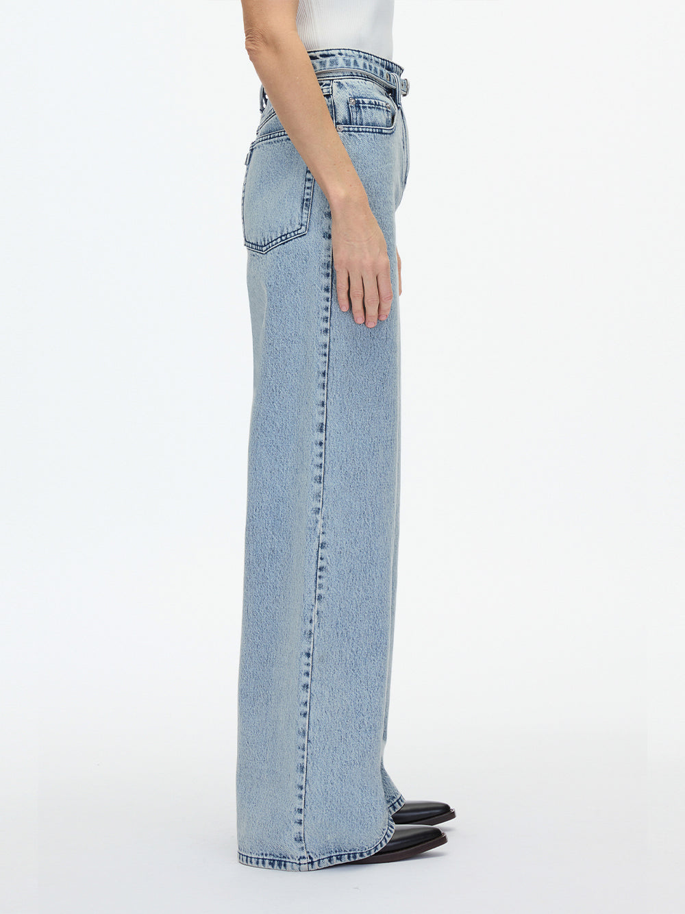 Denim Wide Leg Belted Jean Malibu Blue