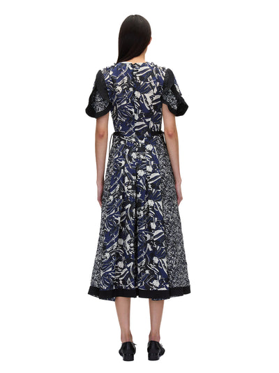 Floral Impressions Midi Dress With Petal Sleeves (Midnight Multi)