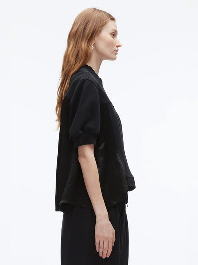 Satin Flounce Combo Terry Top (Midnight)