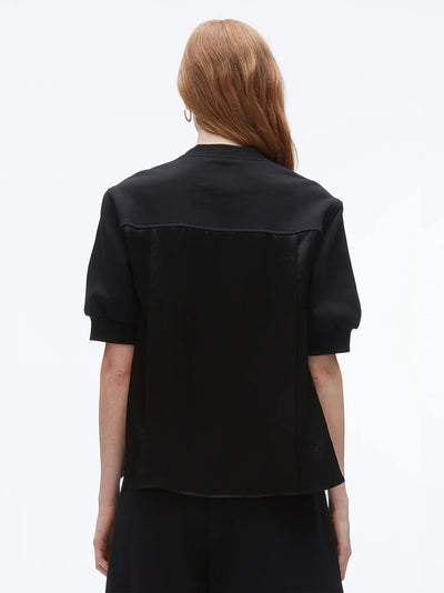 Satin Flounce Combo Terry Top (Midnight)
