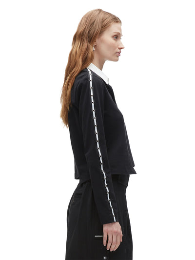 Patchwork Cropped Polo (Black-White)