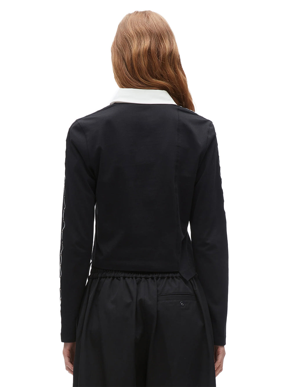 Patchwork Cropped Polo (Black-White)