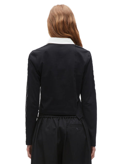 Patchwork Cropped Polo (Black-White)