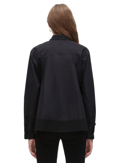 Flounce Hem Poplin Shirt (Black)