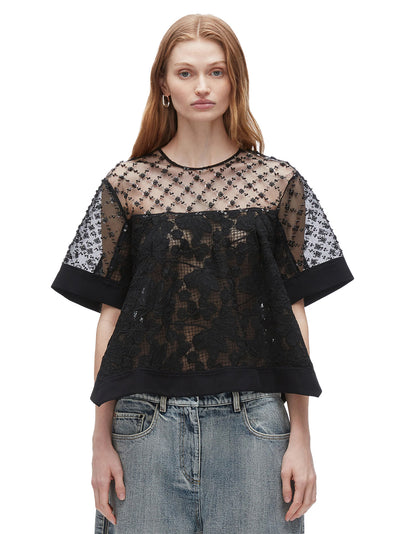 Corded Lace Organza Top (Black)