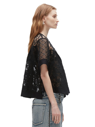 Corded Lace Organza Top (Black)