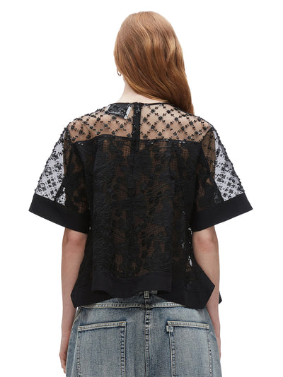 Corded Lace Organza Top (Black)