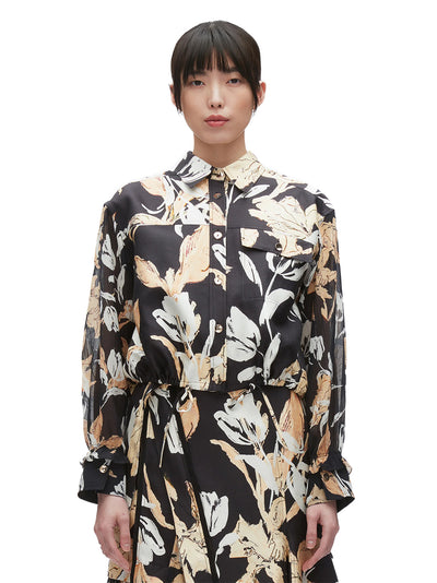 Joyful Tulip Cropped Shirt Jacket (Midnight Multi)