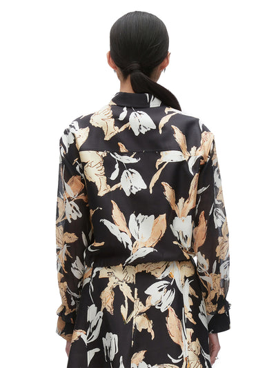 Joyful Tulip Cropped Shirt Jacket (Midnight Multi)